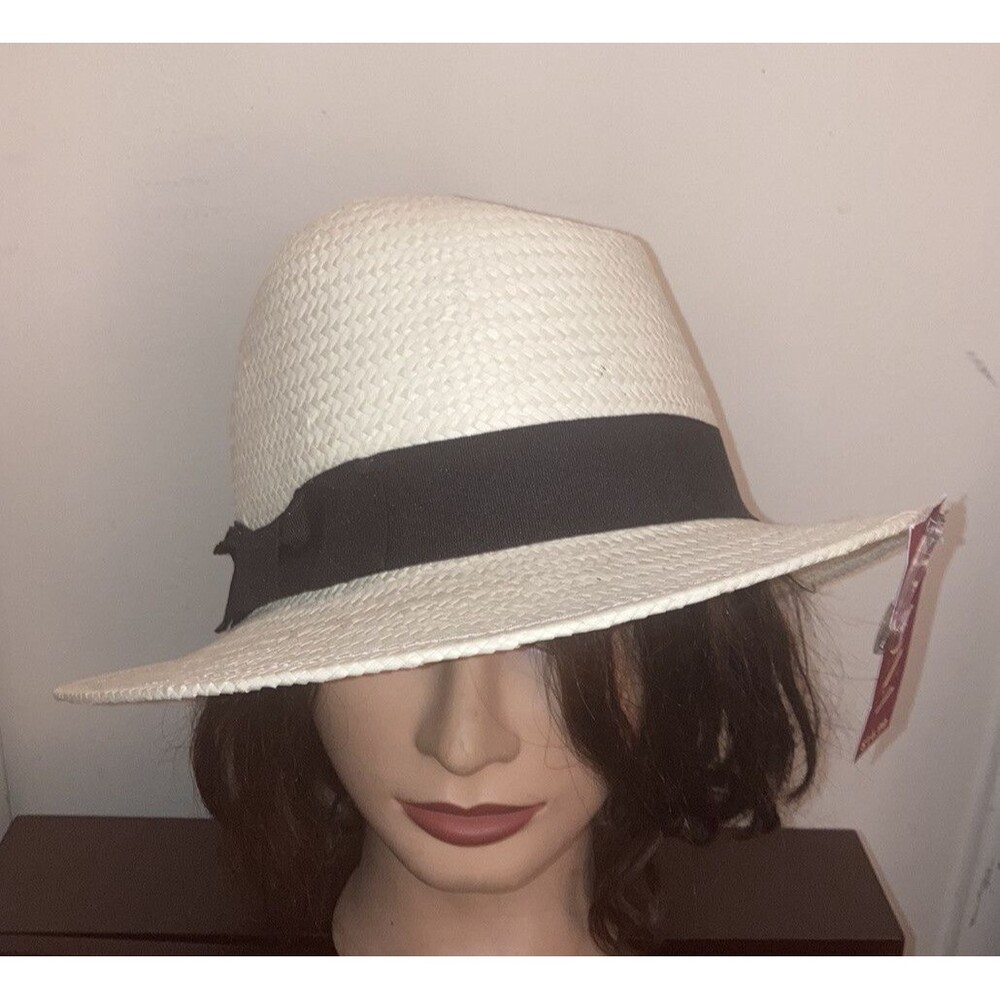 White Straw BOHO SUN HAT Merona Panama Wide Brim Summer WOMENS Resort Outdoor